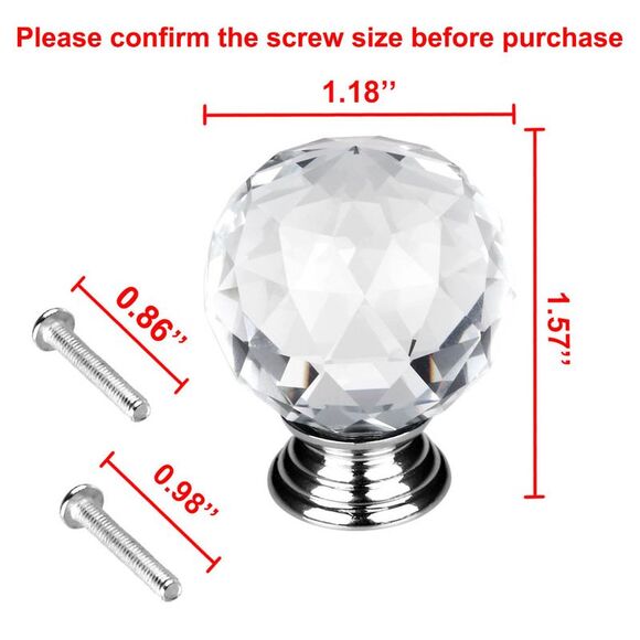 Round 1.18" Cabinet Drawer Knob Wardrobe Pull Handle with Screw 1pcs Clear - Picture 2 of 6
